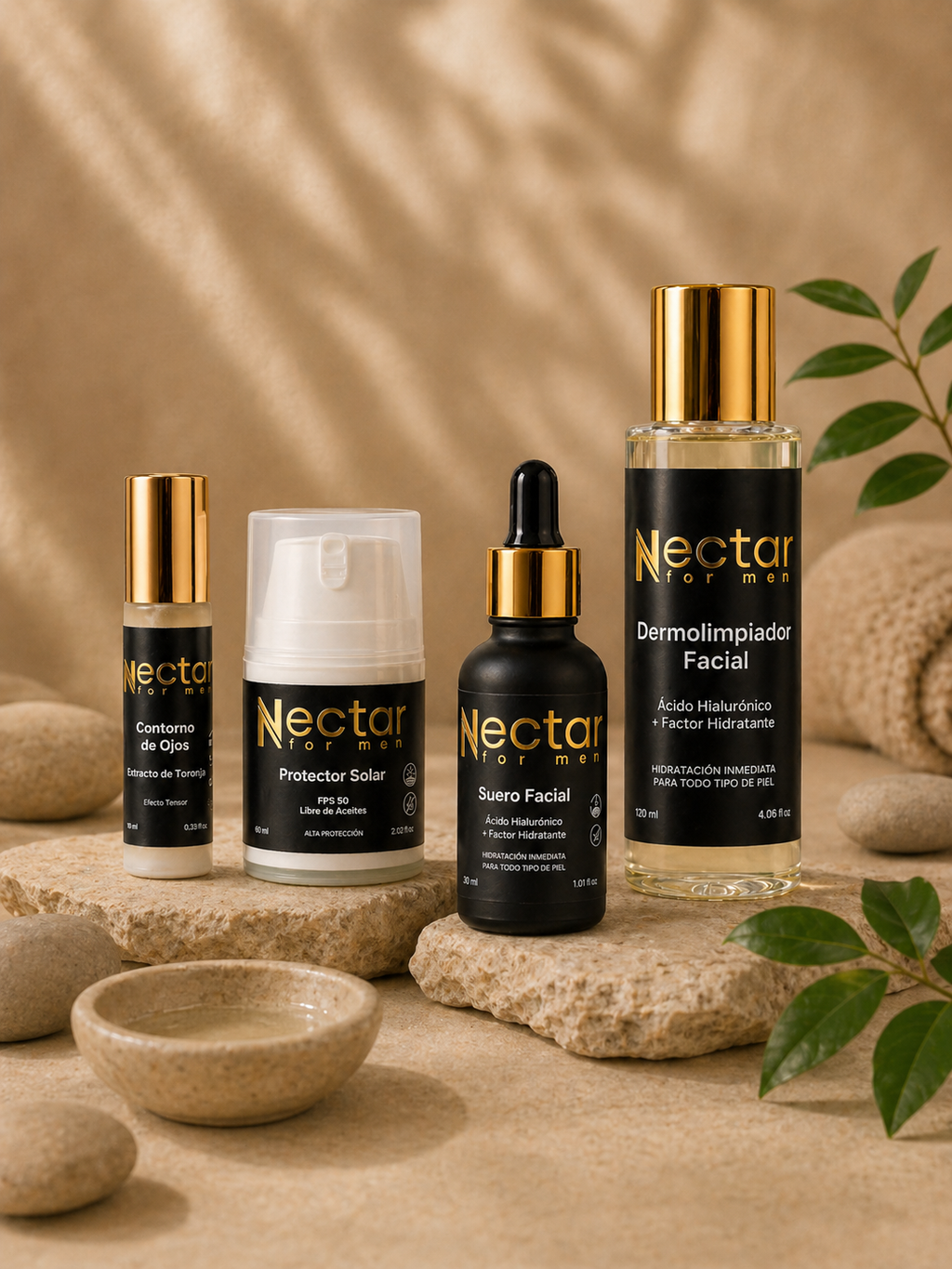 "Kit skincare completo rutina facial para hombre Nectar For Men" 